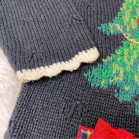 Vintage Marisa Christina black ugly Christmas sweater knit Christmas tree - Picture 5 of 9